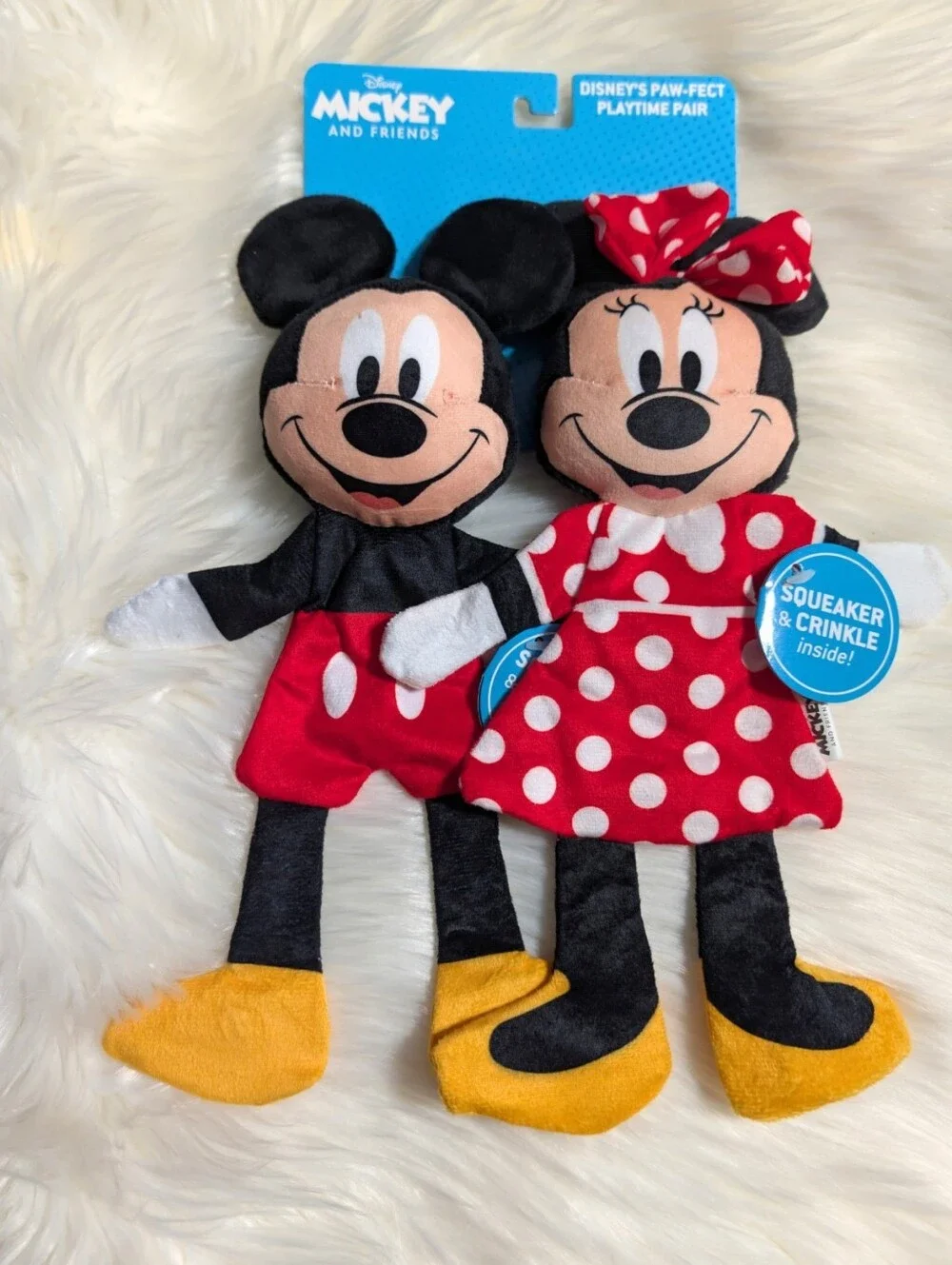 Mickey & Minnie Mouse Squeaky Plush Dog Toy
